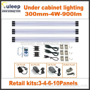 (3 Panels) Warm White LED Under Cabinet Lighting, Wireless RF Dimmer and Controller Included (not include battery), Milk Cover,